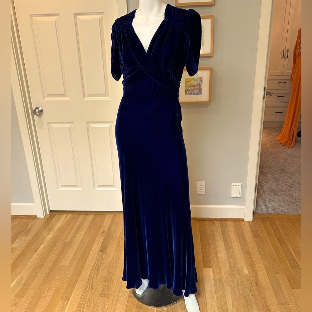 Vintage 1920’s 1930’s style Blue Velvet Dress